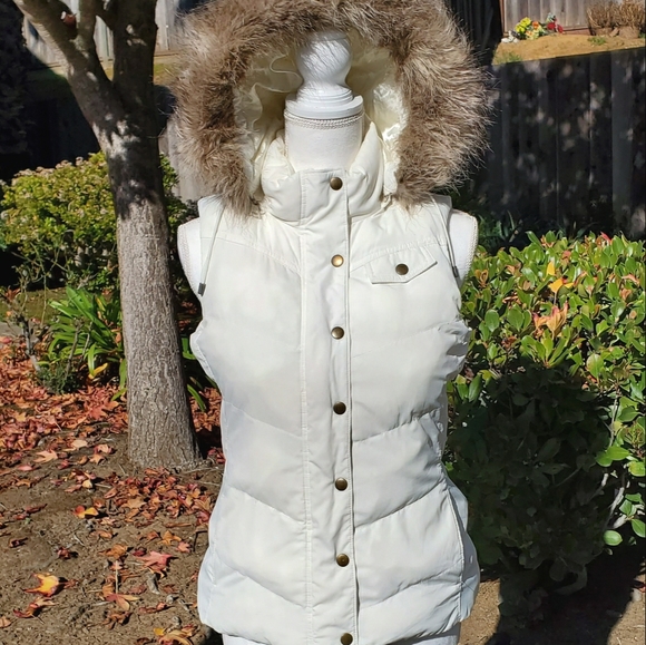 Banana Republic Jackets & Blazers - Furry Hooded Puffer Vest